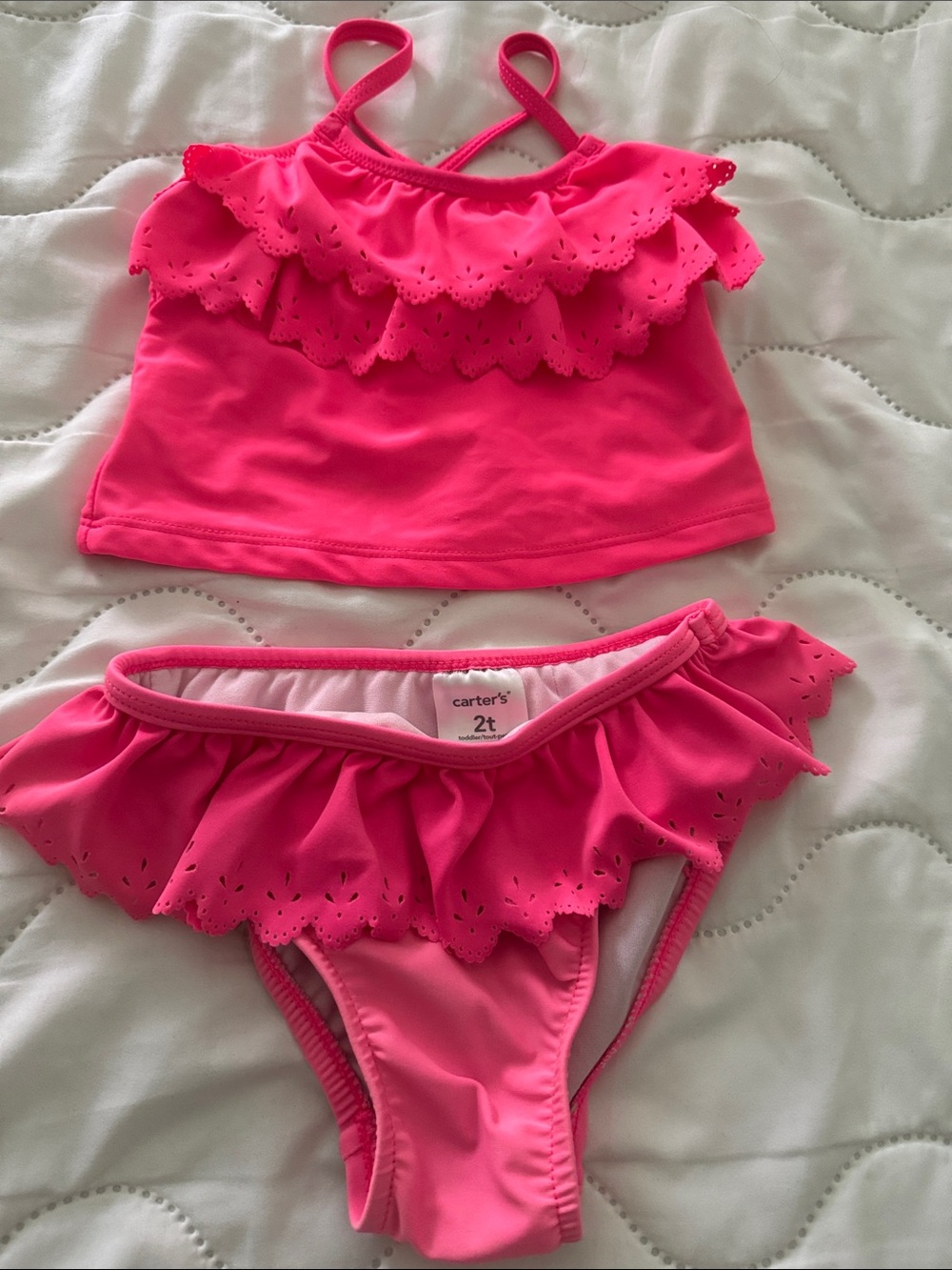 Carter's Bright Pink Ruffle Two-Piece Swim Set
